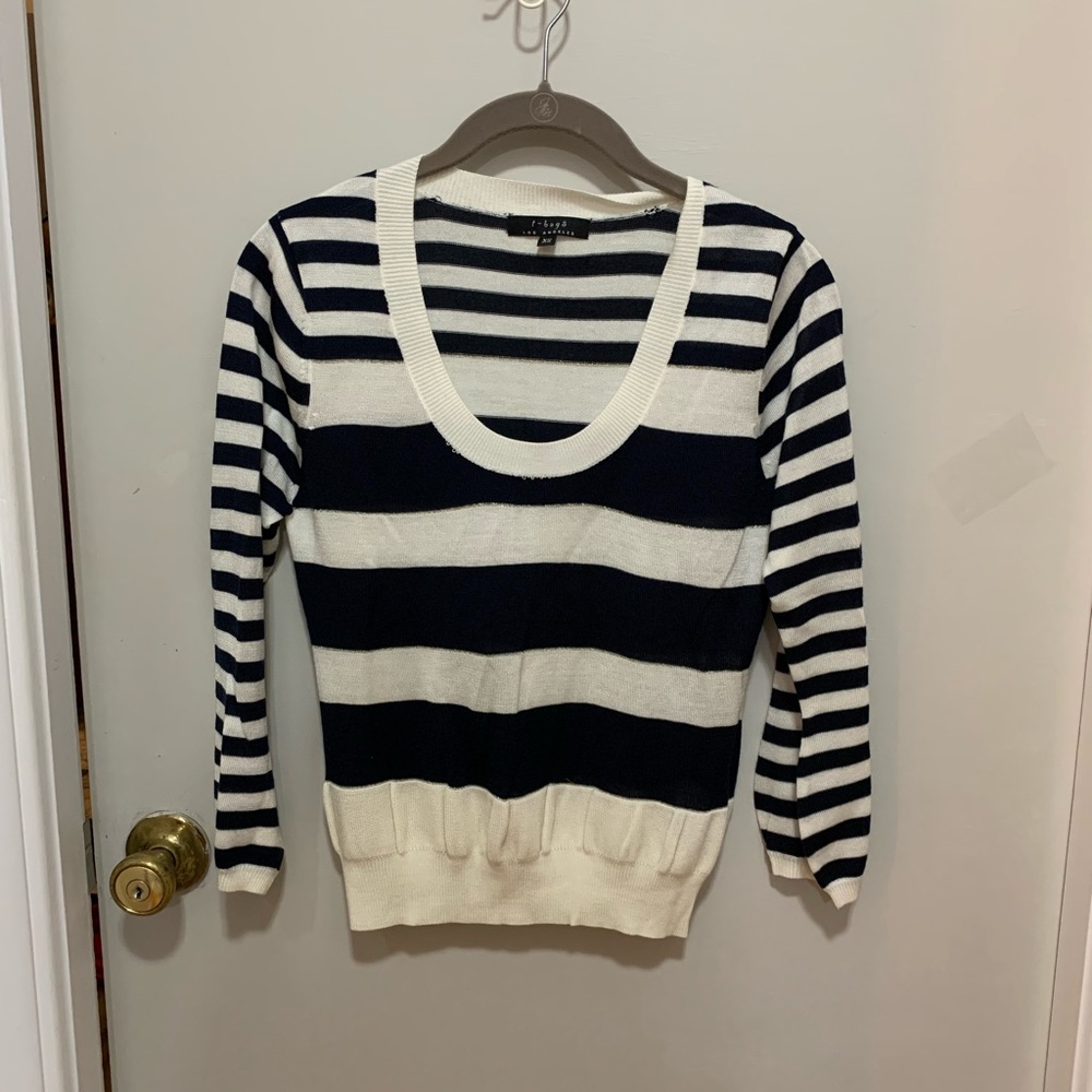 NWOT T-Bags Navy and Cream sweater